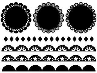 レースの飾り罫セット　ブラック