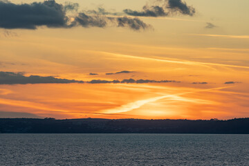 Sunset over Looe Cornwall from Rame across Whitsand Bay