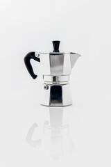 Używana, srebrna domowa kawiarka ciśnieniową do espresso