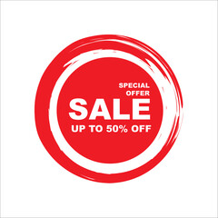 Red icon discount 50% off, vector