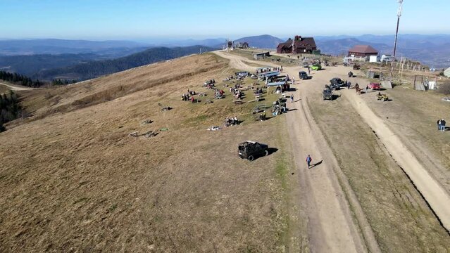 cafes attraction at the top of carpathian mountains