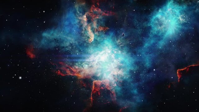 4k universe, Flying into space and nebula in deep space
