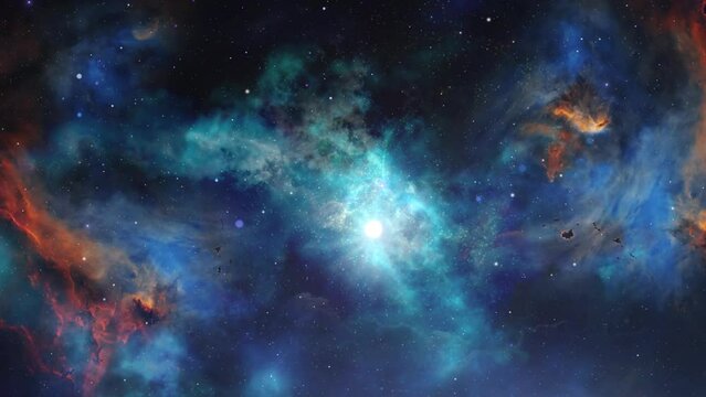 Space flight to nebula in deep universe , 4k universe