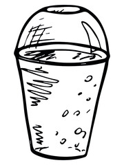 Cute cup of water, milkshake, juice or soda. Drink illustration isolated on a white background. Simple cocktail clipart.