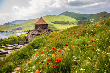 Sevanavank, a monastic complex located on a peninsula at the northwestern shore of Lake Sevan in the Gegharkunik Province of Armenia, not far from the town of Sevan, Armenia