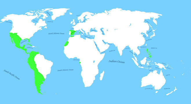 Map Of Spanish Empire 15 And 16th Century