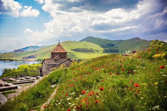 Sevanavank, a monastic complex located on a peninsula at the northwestern shore of Lake Sevan in the Gegharkunik Province of Armenia, not far from the town of Sevan, Armenia