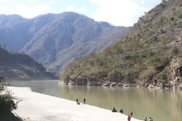 lake in the mountains near Uttarakhand, India