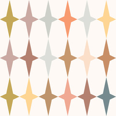 Geometric vector pattern, brown abstract background with stars