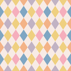 Geometric vector pattern, colorful retro rhombus design, abstract background