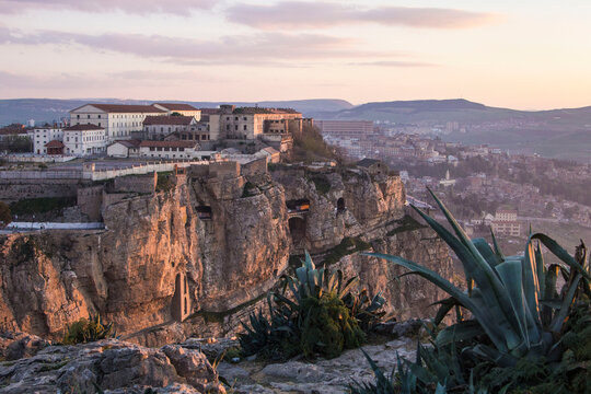 Evening view of Constantine city with bridges and mountains, Constantine, Algeria