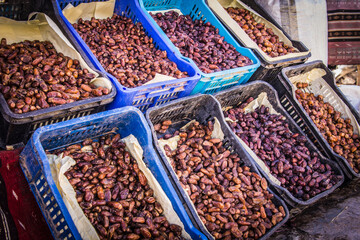 Dates in boxes on the market in Algeria