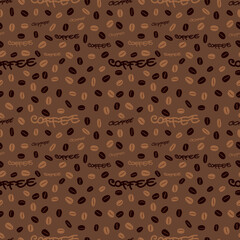 A set of vector seamless pattern of coffee beans on a background. The coffee concept.