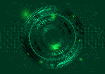 Technology wheel and polygon abstract background