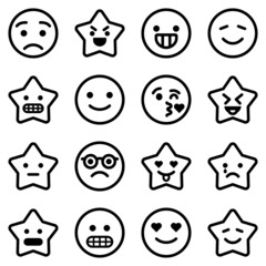 Emoji Flat Icon Set Isolated On White Background