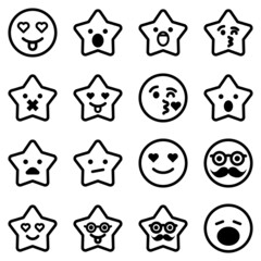 Emoji Flat Icon Set Isolated On White Background