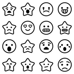 Emoji Flat Icon Set Isolated On White Background