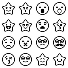 Emoji Flat Icon Set Isolated On White Background