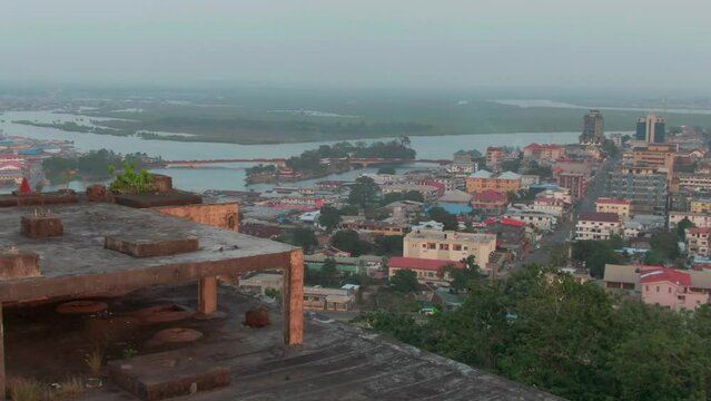 West Point and the cityscape of Central Monrovia seen from the Ducor Hotel