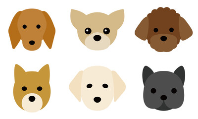 Obraz premium 犬の顔のアイコン Illustration of different types of dogs