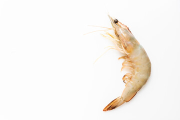 Fresh banana shrimp (Penaeus merguiensis) isolated on white background.
