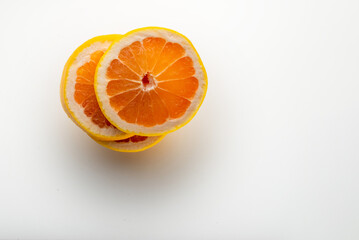  Grapefruit and grapefruit half isolated on white background.  Pink,orange Fresh grapefruit citrus fruit, slice with zest