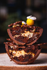 Easter egg filled with chocolate