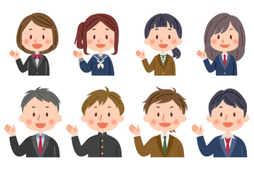 Fototapeta premium 案内をする学生男女バリエーション