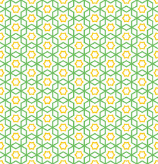 simple seamless islamic pattern design, green yellow islamic pattern template vector