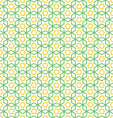 simple seamless islamic pattern design, green yellow islamic pattern template vector