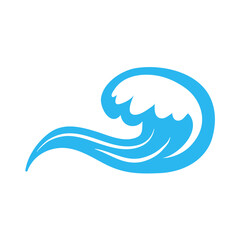 blue water wave line icon in the sea