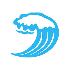 blue water wave line icon in the sea