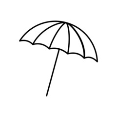 Beach umbrella Thin line icon on white background.