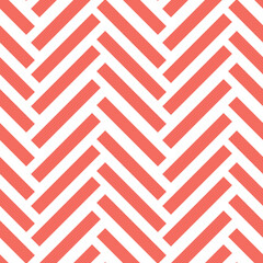 Chevron vector pattern, white and coral red geometric abstract background