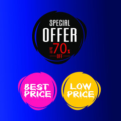  Special offer , best price , low price round bubbles tag design vector