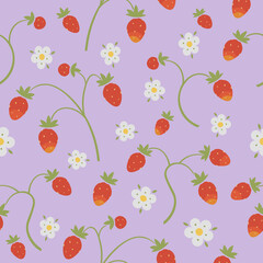 cute strawberry vector pattern in soft colors