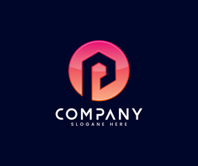 Obraz premium Modern circle hexagon letter p logo design