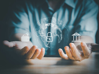 Business man planning to invest in advance with savings or bank loans in the form of Metaverse, the...