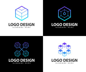 Fototapeta premium Hexagon blockchain technology logo design