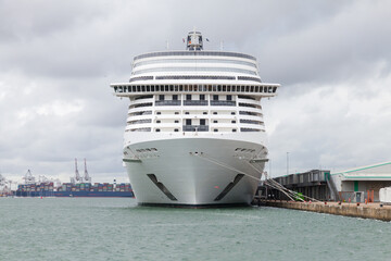 Fototapeta na wymiar Cruise ship is moored in the port of Southampton