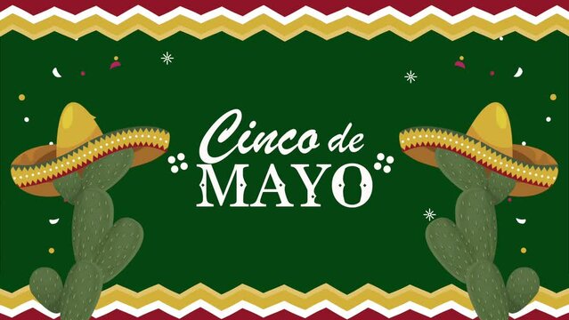 mexican fiesta celebration with mariachi hats in cactus