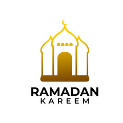 Ramadan kareem mosque logo islamic illustration vector design