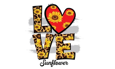Love Sunflower Sublimation T-Shirt Design