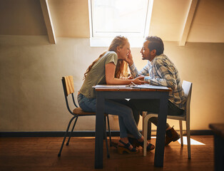 You are my happy place. Shot of a young couple spending time together at a cafe.