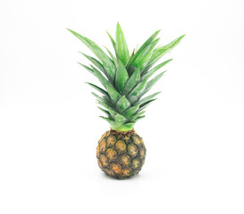 single whole pineapple isolated on white background