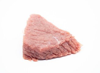 Fresh raw beef steak isolated on white background, selective focus.