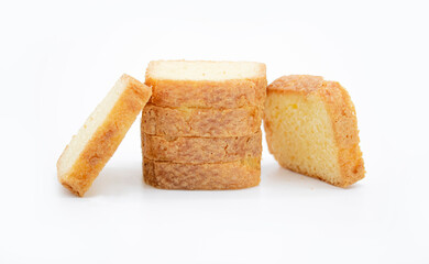 Butter pound cake sliced isolate on white background