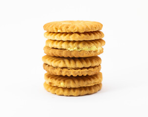 pineapple flavor biscuit isolated on white background, front view