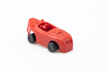 small car toy over on white background