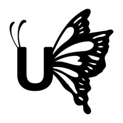 U Alphabet Butterfly abstract monogram